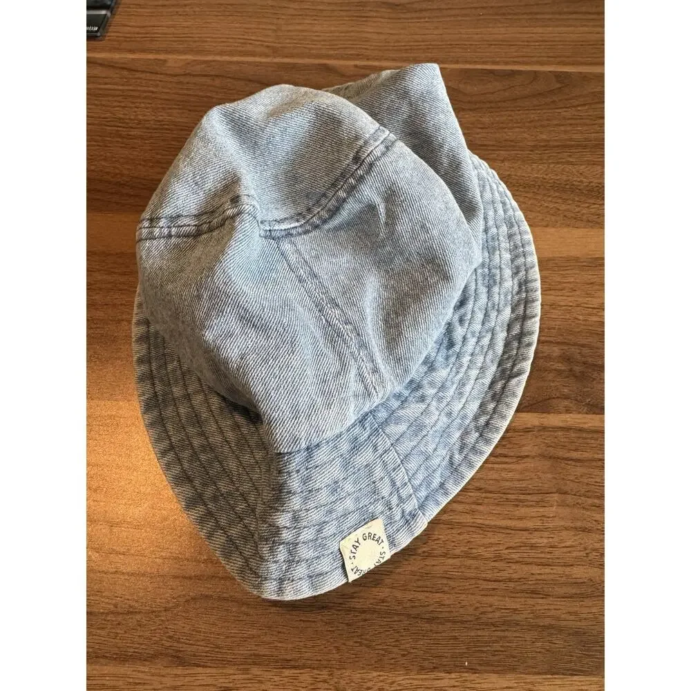 Zara Kids Unisex Washed Denim Cotton Lightweight Summer Bucket Hat Blue